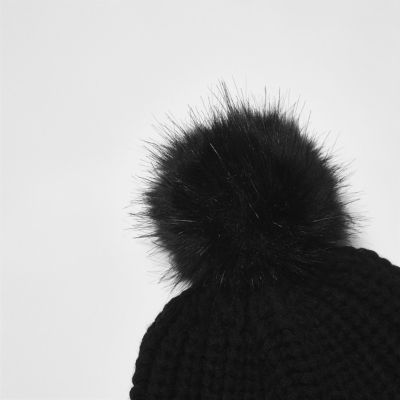 Black knit bobble hat